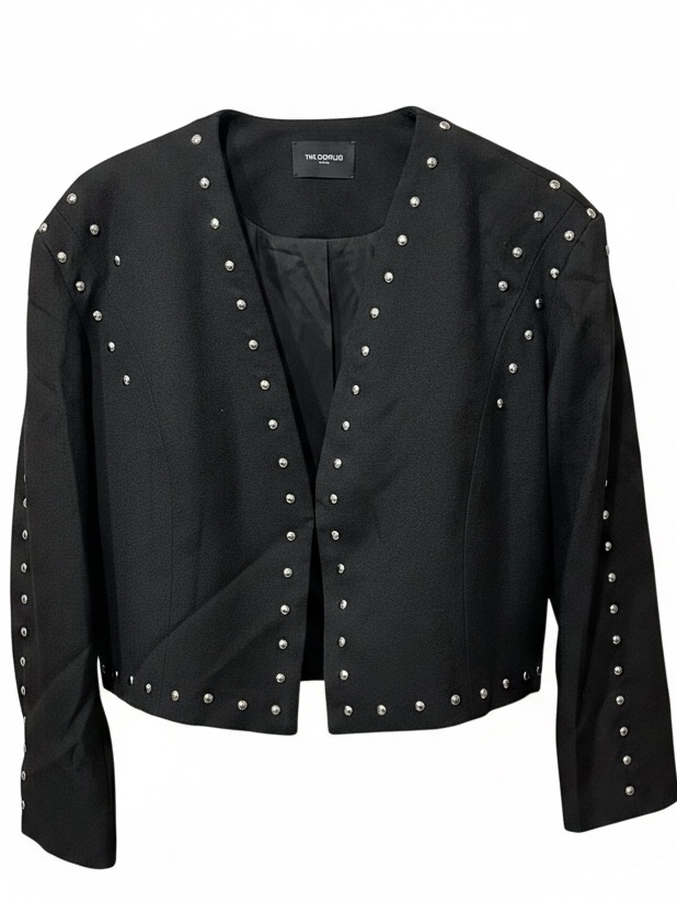 The Kooples Black Studded Cropped Blazer